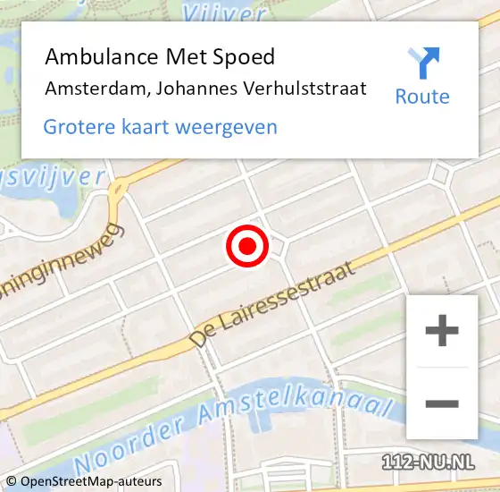 Locatie op kaart van de 112 melding: Ambulance Met Spoed Naar Amsterdam, Johannes Verhulststraat op 1 november 2023 12:48