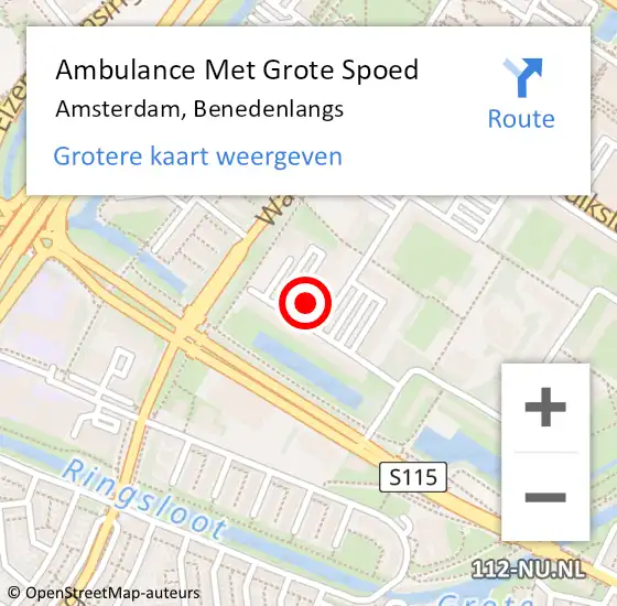Locatie op kaart van de 112 melding: Ambulance Met Grote Spoed Naar Amsterdam, Bovenover op 1 november 2023 12:49