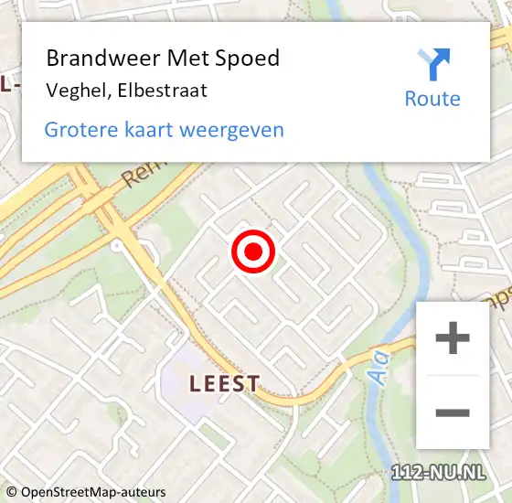 Locatie op kaart van de 112 melding: Brandweer Met Spoed Naar Veghel, Elbestraat op 1 november 2023 14:07