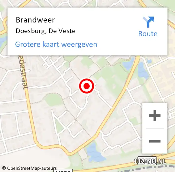Locatie op kaart van de 112 melding: Brandweer Doesburg, De Veste op 1 november 2023 14:21