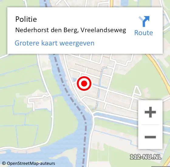 Locatie op kaart van de 112 melding: Politie Nederhorst den Berg, Vreelandseweg op 1 november 2023 14:30