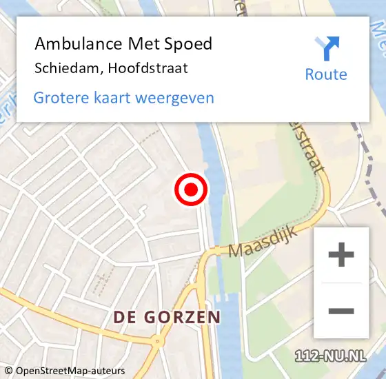 Locatie op kaart van de 112 melding: Ambulance Met Spoed Naar Schiedam, Hoofdstraat op 1 november 2023 15:12