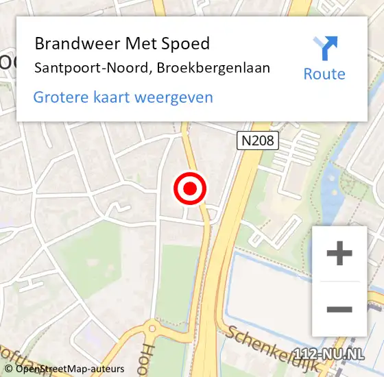 Locatie op kaart van de 112 melding: Brandweer Met Spoed Naar Santpoort-Noord, Broekbergenlaan op 1 november 2023 15:17