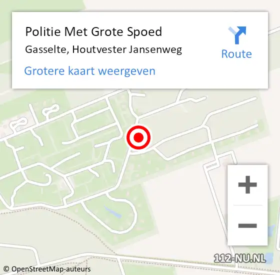 Locatie op kaart van de 112 melding: Politie Met Grote Spoed Naar Gasselte, Houtvester Jansenweg op 1 november 2023 15:57