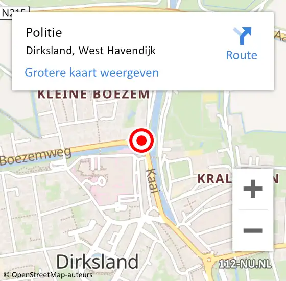 Locatie op kaart van de 112 melding: Politie Dirksland, West Havendijk op 1 november 2023 16:12