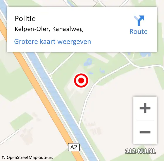 Locatie op kaart van de 112 melding: Politie Kelpen-Oler, Kanaalweg op 1 november 2023 16:16
