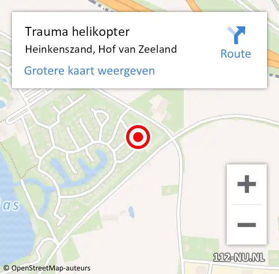 Locatie op kaart van de 112 melding: Trauma helikopter Heinkenszand, Hof van Zeeland op 1 november 2023 16:41