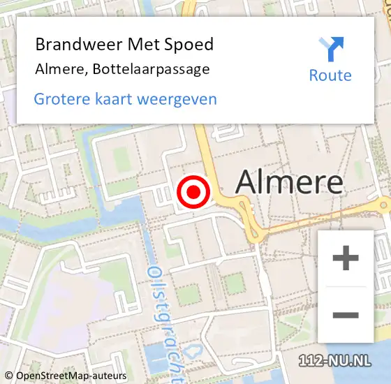 Locatie op kaart van de 112 melding: Brandweer Met Spoed Naar Almere, Bottelaarpassage op 1 november 2023 16:46