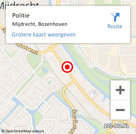 Locatie op kaart van de 112 melding: Politie Mijdrecht, Bozenhoven op 1 november 2023 17:17