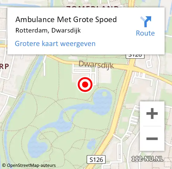 Locatie op kaart van de 112 melding: Ambulance Met Grote Spoed Naar Rotterdam, Dwarsdijk op 1 november 2023 17:24