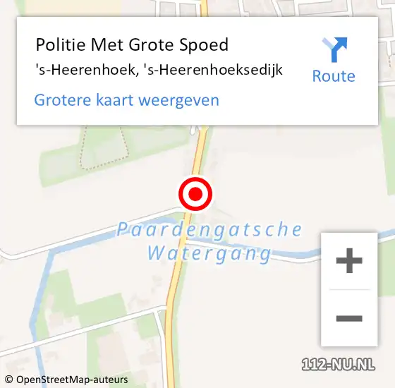Locatie op kaart van de 112 melding: Politie Met Grote Spoed Naar 's-Heerenhoek, 's-Heerenhoeksedijk op 1 november 2023 17:32