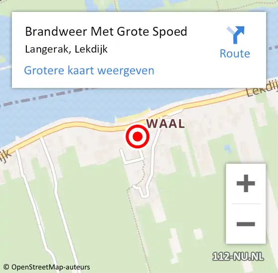 Locatie op kaart van de 112 melding: Brandweer Met Grote Spoed Naar Langerak, Lekdijk op 1 november 2023 18:54