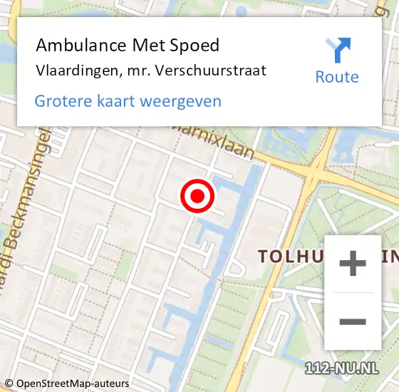 Locatie op kaart van de 112 melding: Ambulance Met Spoed Naar Vlaardingen, mr. Verschuurstraat op 1 november 2023 19:59