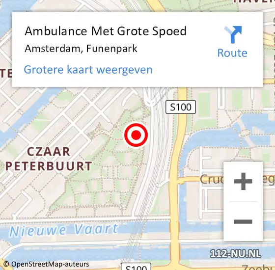 Locatie op kaart van de 112 melding: Ambulance Met Grote Spoed Naar Amsterdam, Funenpark op 1 november 2023 21:51