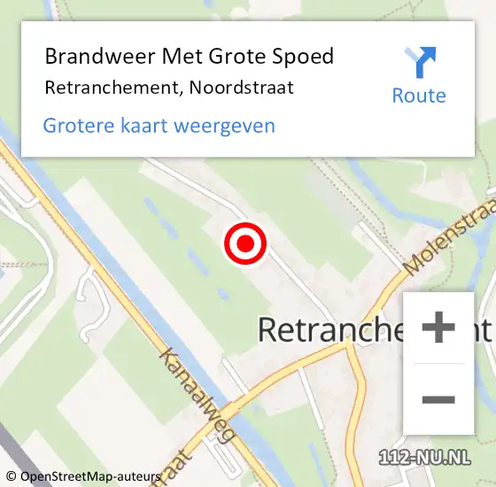 Locatie op kaart van de 112 melding: Brandweer Met Grote Spoed Naar Retranchement, Noordstraat op 1 november 2023 22:01