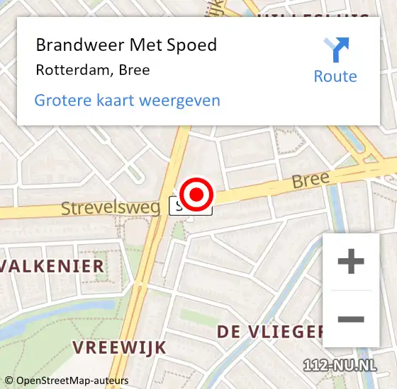 Locatie op kaart van de 112 melding: Brandweer Met Spoed Naar Rotterdam, Bree op 1 november 2023 22:23
