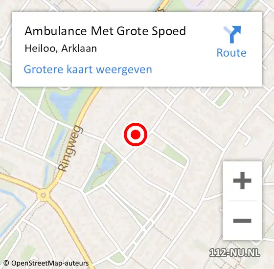 Locatie op kaart van de 112 melding: Ambulance Met Grote Spoed Naar Heiloo, Arklaan op 1 november 2023 23:55