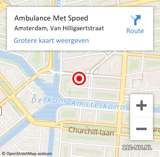 Locatie op kaart van de 112 melding: Ambulance Met Spoed Naar Amsterdam, Van Hilligaertstraat op 2 november 2023 03:46