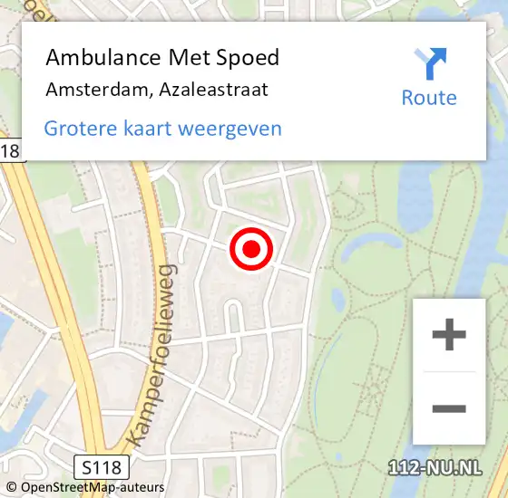 Locatie op kaart van de 112 melding: Ambulance Met Spoed Naar Amsterdam, Azaleastraat op 2 november 2023 04:05