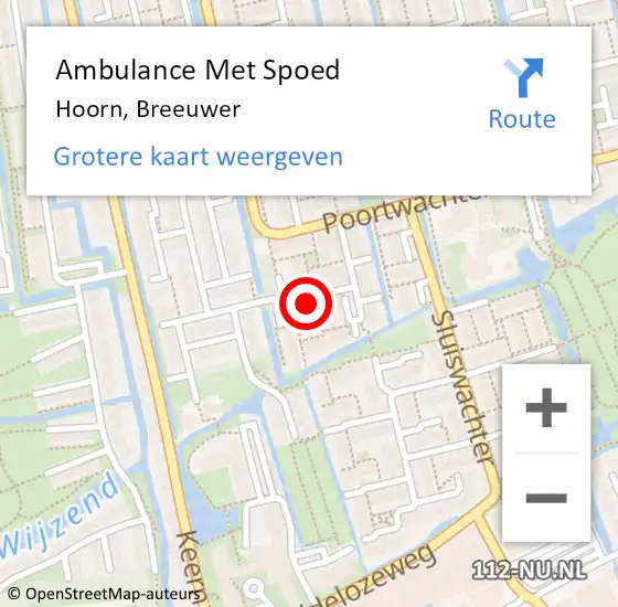 Locatie op kaart van de 112 melding: Ambulance Met Spoed Naar Hoorn, Breeuwer op 2 november 2023 05:02