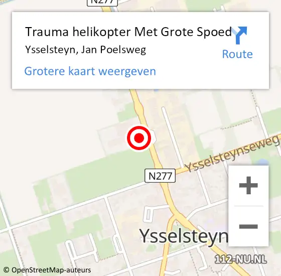 Locatie op kaart van de 112 melding: Trauma helikopter Met Grote Spoed Naar Ysselsteyn, Jan Poelsweg op 2 november 2023 05:55