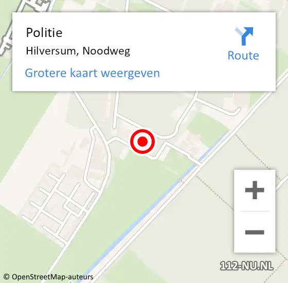 Locatie op kaart van de 112 melding: Politie Hilversum, Noodweg op 2 november 2023 07:45