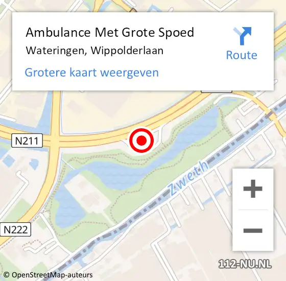 Locatie op kaart van de 112 melding: Ambulance Met Grote Spoed Naar Wateringen, Wippolderlaan op 2 november 2023 08:03