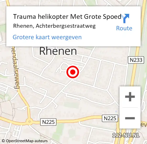 Locatie op kaart van de 112 melding: Trauma helikopter Met Grote Spoed Naar Rhenen, Achterbergsestraatweg op 2 november 2023 08:24