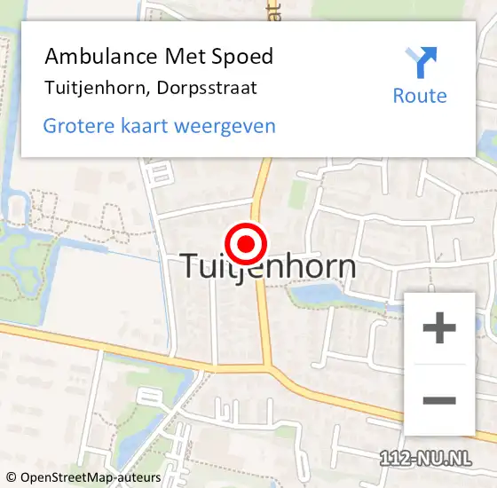 Locatie op kaart van de 112 melding: Ambulance Met Spoed Naar Tuitjenhorn, Dorpsstraat op 2 november 2023 08:28