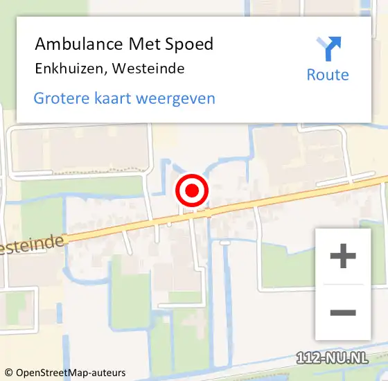 Locatie op kaart van de 112 melding: Ambulance Met Spoed Naar Enkhuizen, Westeinde op 2 november 2023 09:25