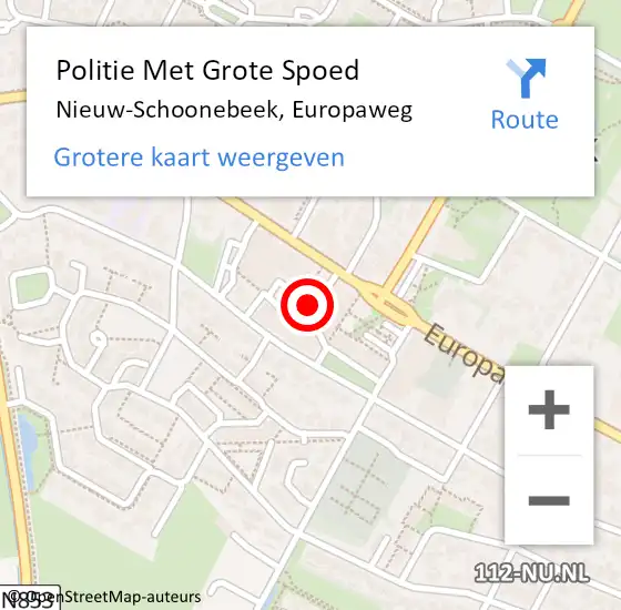 Locatie op kaart van de 112 melding: Politie Met Grote Spoed Naar Nieuw-Schoonebeek, Europaweg op 2 november 2023 09:27