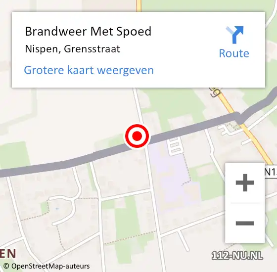 Locatie op kaart van de 112 melding: Brandweer Met Spoed Naar Nispen, Grensstraat op 2 november 2023 09:36