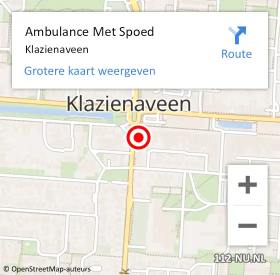 Locatie op kaart van de 112 melding: Ambulance Met Spoed Naar Klazienaveen op 2 november 2023 09:54