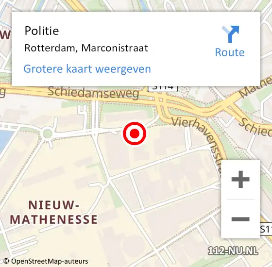 Locatie op kaart van de 112 melding: Politie Rotterdam, Marconistraat op 2 november 2023 10:00