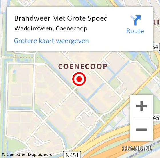 Locatie op kaart van de 112 melding: Brandweer Met Grote Spoed Naar Waddinxveen, Coenecoop op 2 november 2023 10:19