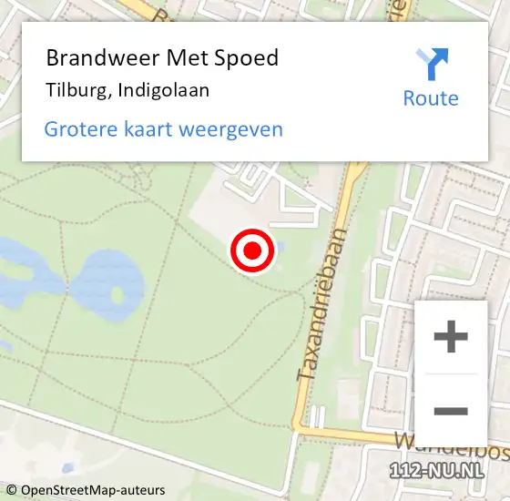 Locatie op kaart van de 112 melding: Brandweer Met Spoed Naar Tilburg, Indigolaan op 2 november 2023 10:22