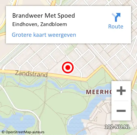 Locatie op kaart van de 112 melding: Brandweer Met Spoed Naar Eindhoven, Zandbloem op 2 november 2023 10:46