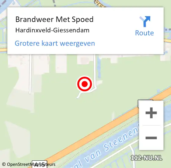 Locatie op kaart van de 112 melding: Brandweer Met Spoed Naar Hardinxveld-Giessendam op 2 november 2023 11:09