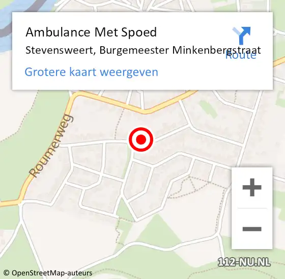 Locatie op kaart van de 112 melding: Ambulance Met Spoed Naar Stevensweert, Burgemeester Minkenbergstraat op 2 november 2023 11:34
