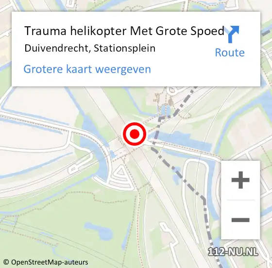 Locatie op kaart van de 112 melding: Trauma helikopter Met Grote Spoed Naar Duivendrecht, Stationsplein op 2 november 2023 11:43