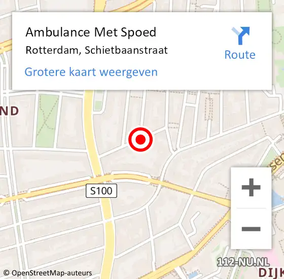 Locatie op kaart van de 112 melding: Ambulance Met Spoed Naar Rotterdam, Schietbaanstraat op 2 november 2023 11:51