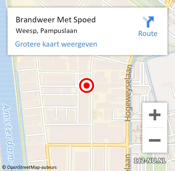 Locatie op kaart van de 112 melding: Brandweer Met Spoed Naar Weesp, Pampuslaan op 2 november 2023 12:00