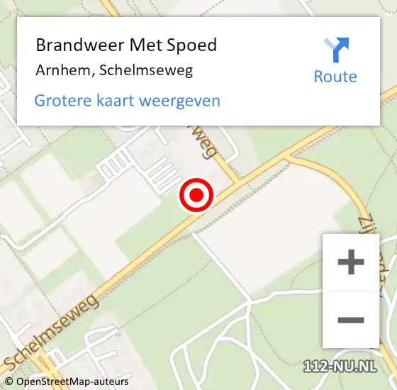 Locatie op kaart van de 112 melding: Brandweer Met Spoed Naar Arnhem, Schelmseweg op 2 november 2023 12:34