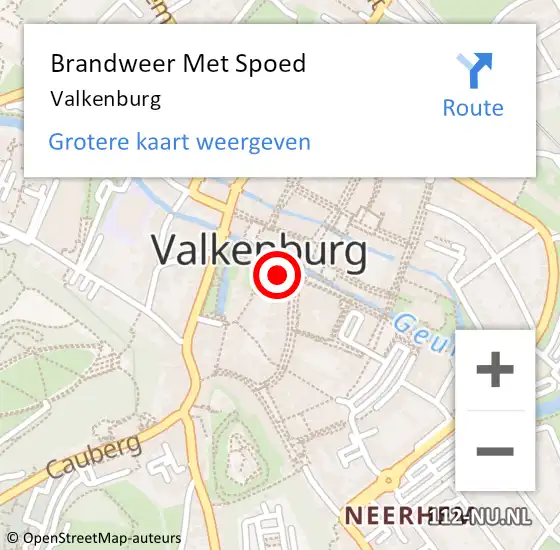 Locatie op kaart van de 112 melding: Brandweer Met Spoed Naar Valkenburg op 2 november 2023 12:41