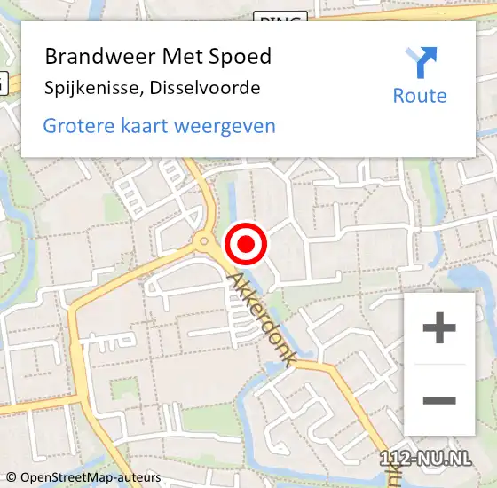 Locatie op kaart van de 112 melding: Brandweer Met Spoed Naar Spijkenisse, Disselvoorde op 2 november 2023 12:47