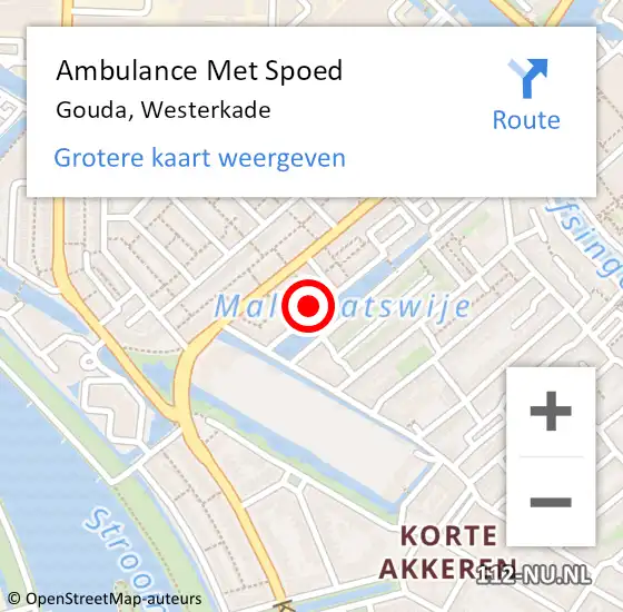 Locatie op kaart van de 112 melding: Ambulance Met Spoed Naar Gouda, Westerkade op 2 november 2023 13:00