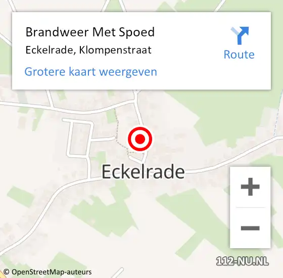 Locatie op kaart van de 112 melding: Brandweer Met Spoed Naar Eckelrade, Klompenstraat op 2 november 2023 13:26
