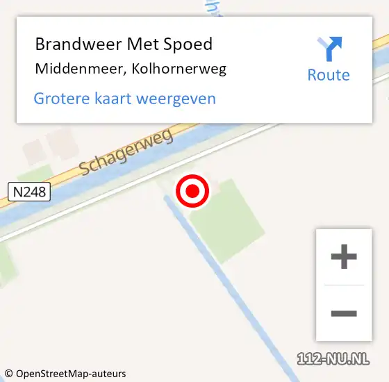 Locatie op kaart van de 112 melding: Brandweer Met Spoed Naar Middenmeer, Kolhornerweg op 2 november 2023 13:48