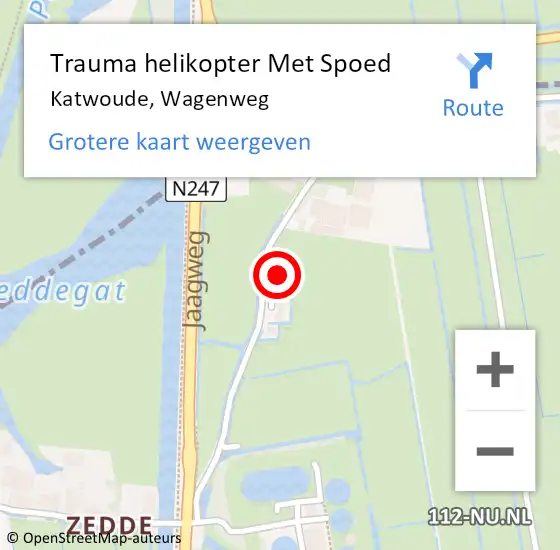 Locatie op kaart van de 112 melding: Trauma helikopter Met Spoed Naar Katwoude, Wagenweg op 2 november 2023 13:59