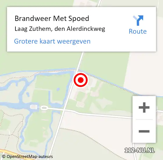 Locatie op kaart van de 112 melding: Brandweer Met Spoed Naar Laag Zuthem, den Alerdinckweg op 2 november 2023 14:06